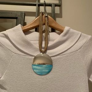 Novelty Necklace. Silver and Turquoise colors Wear with a sundress or bikini.